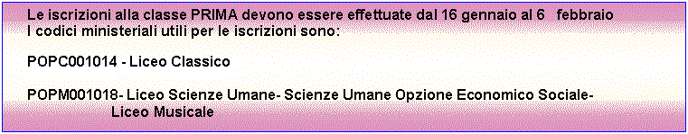 istruzioni iscrizioni classe prime