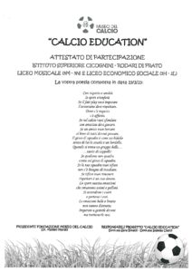 Poesia del progetto Calcio Education
